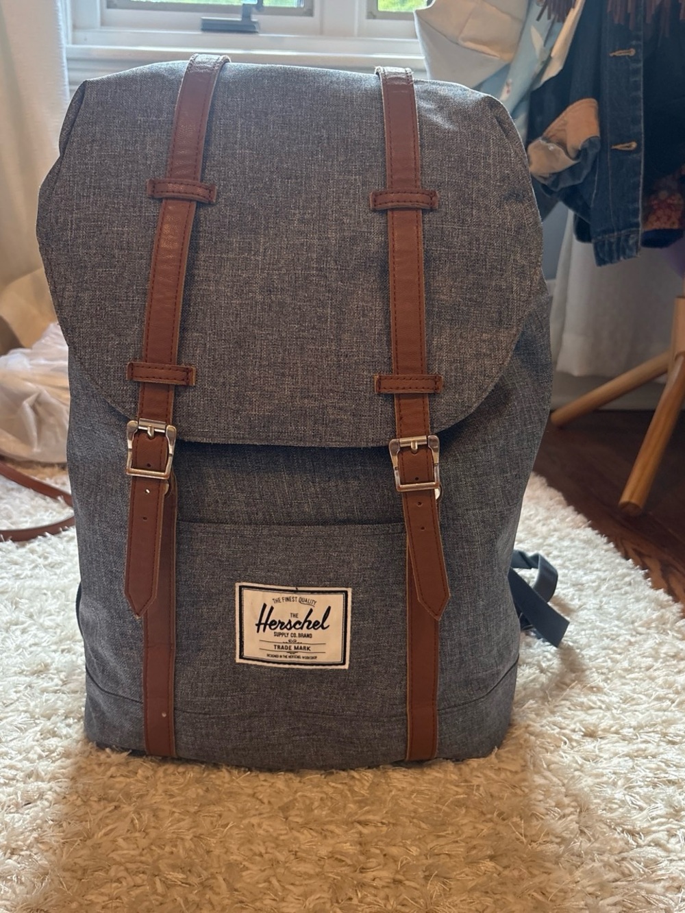 Herschel Supply Denim Backpack with Brown Straps